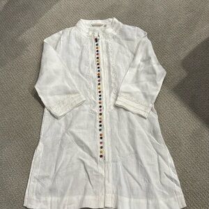 NWOT Soft Surroundings White Tunic colorful buttons small
